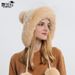 9891 Autumn Winter Women's Pullover With Three Pom-Poms Outdoor Thickened Fleece-Lined Cold-Proof Warm Solid Color_desvips.com