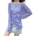 Factory Direct Sale Thin Women's Summer New Beach Long Sleeve Sun Protection Loose Cover-Up Drawstring Top Air_desvips.com