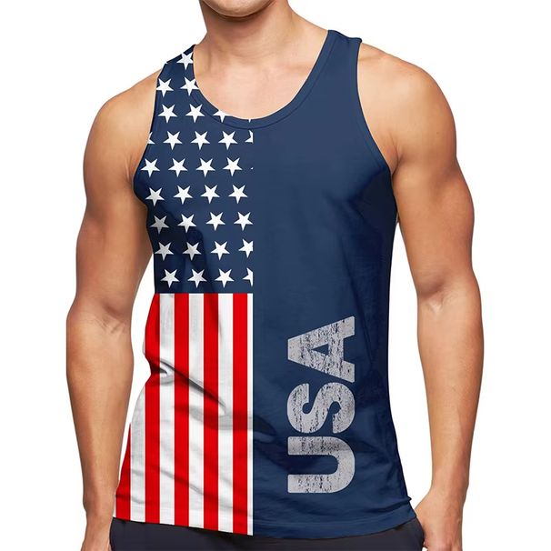 3D US America National Flag Graphic Tank Top Gym Clothing Men Summer Streetwear Basketball Vest Sleeveless Y2k Tops_desvips.com