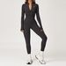 One-Piece Zipper Stand Collar Long Sleeve Yoga Thermal Outdoor Casual Sports Tight-Fitting Fitness Jumpsuit With Fleece_desvips.com