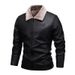 Men's fur in one with fleece leather jacket Men's autumn/winter biker leather jacket men's heavy coat_desvips.com