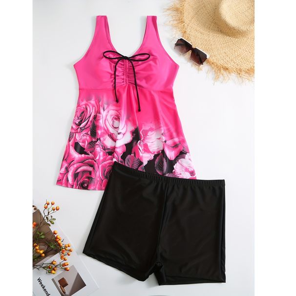 Women's Floral Bikini Set With Skirt - Modest Swimwear (High Waist Bottoms Tummy Control Full Coverage Beach & Pool)_desvips.com