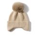 Cashmere 2025 Autumn Winter New Women's High-end Solid Color Knitted Outdoor Warm Fashion Striped Pom-pom Casual Hat_desvips.com