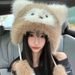 Siamese Furry Little Raccoon Cartoon Cute Versatile Winter Ear Protection Warm Lei Feng Hat_desvips.com