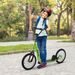 Trottinette Patinette Pour Enfants À Partir De 5 Ans Grands Pneus Guidon Réglable Poignée Frein Et Béquille Acier Vert_desvips.com