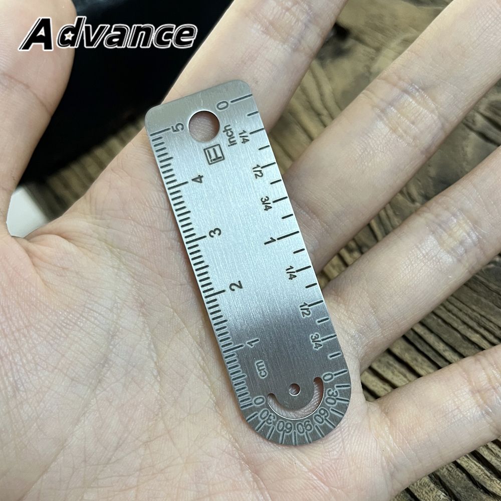 Mini Alloy Titanium Small Ruler Keychain Accessories Outdoor Tool_desvips.com
