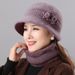 Warm Rabbit Fur For Middle-aged Elderly Women, Autumn And Scarf Two-piece Set, Granny Winter Bucket Hat_desvips.com
