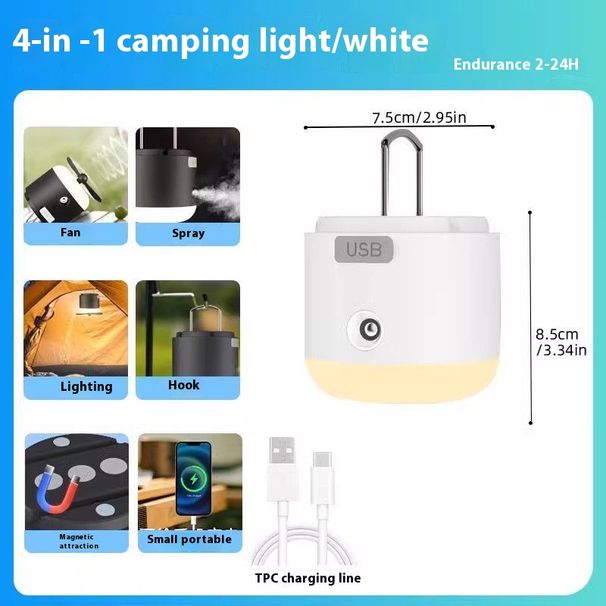 Multifunctional Fan Long Battery Life Outdoor Camping Lantern Rechargeable Tent Camp Mosquito Repellent Light_desvips.com