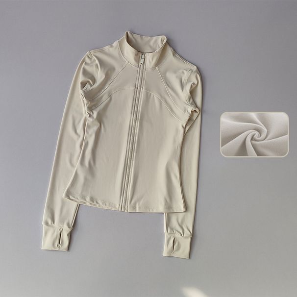 Yoga Women's High-end Standing Collar Long Sleeved Sports Jacket Training Fitness Top Windproof Running Suit_desvips.com