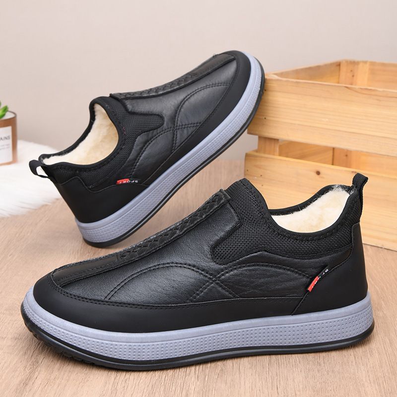 Winter 2025 New Cotton Piled Thickened One-pedal Men's Shoes Non-slip And Wear-resistant Snow Boots_desvips.com