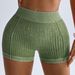 Women's High-Waisted Yoga Shorts V Waist Hip Lifting Sandwash Ribbed Fitness Sports Outdoor Three Quarter Pants_desvips.com