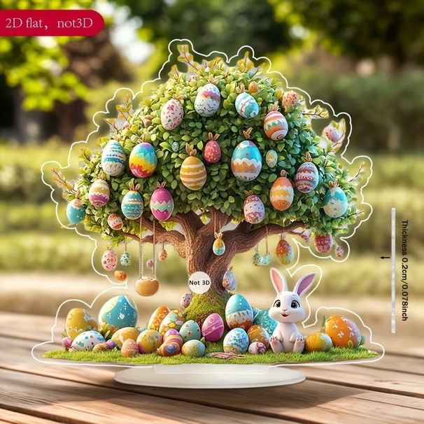 2D Flat Magic Egg Tree Rabbit Decorations Simple And Perfect Easter Gift - High Quality_desvips.com
