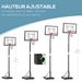Panier De Basket Extérieur Avec Poteau Panneau, Base De Lestage Sur Roulettes Hauteur Réglable 2,55 - 3,05 M (panier) Usage Intérieur Extérieur Noir Blanc_desvips.com