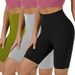 Women’s Clothing Hot Style Solid Color Stitching Hip Lifting Sports Pants High Waist Five Point Black Leggings Large Size_desvips.com