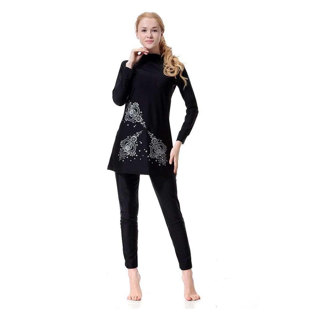 Muslim Swimwear Women's Contrasted Three-piece Swimsuit Conservative Swimsuit_desvips.com
