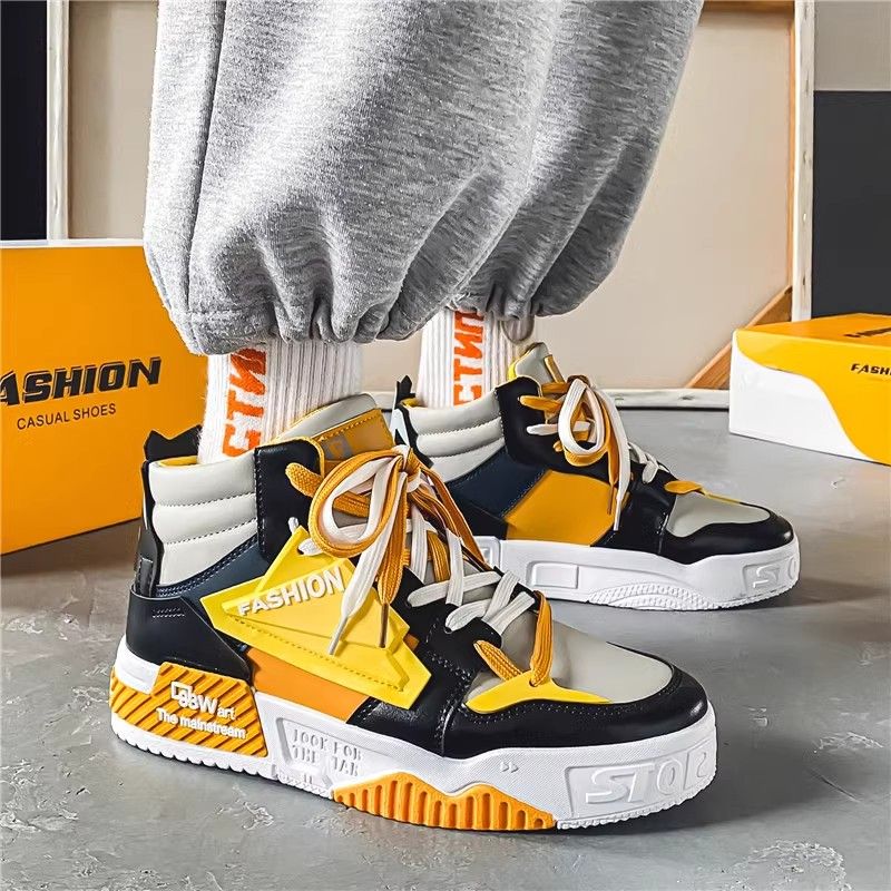 High-top men's shoes new summer casual flat shoes teenagers heightened casual shoes sports tide shoes_desvips.com