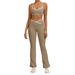 Women's Tight Fitting Yoga Set Cross Waist Sportswear Color Blocking Beautiful Back Design Running Fitness Wear In Nude_desvips.com