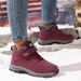 Women's Winter Snow Boots With Fleece Lining, Wide Toe, Waterproof & Anti-Slip Walking Shoes With Hook-and-Loop Closure_desvips.com