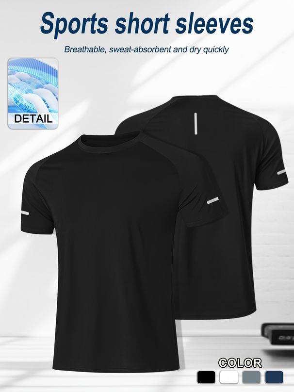 Fitness Clothing, Men's Marathon Professional Running Training Ice Silk Short-sleeved Quick-drying Sports T-shirt_desvips.com