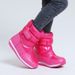 Cozy Winter Kids Snow Boots With Faux Fur Lining, Non-Slip Sole & Magic Strap - Warm PU Leather Mid-Calf Boots For Girls_desvips.com