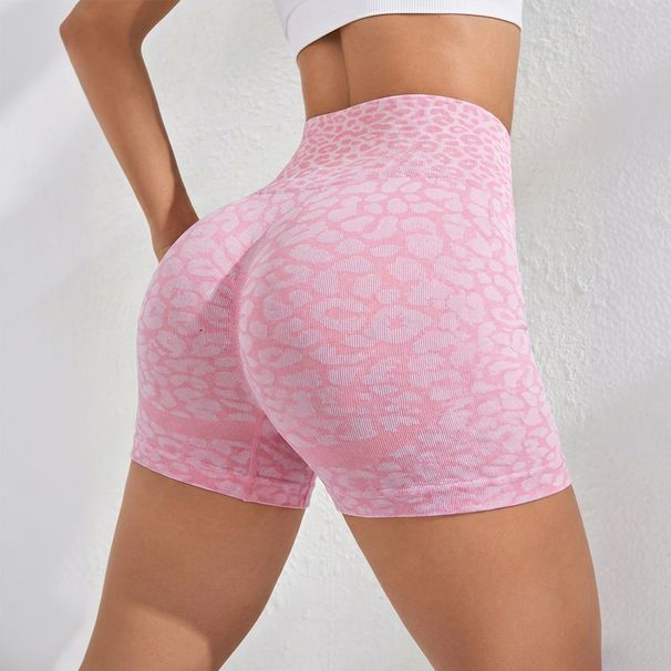 High Waisted Tummy Control Leopard Print Yoga Shorts Stretchy Fitness Wear For Women Outdoor Sports Peach Shaped Buttocks_desvips.com