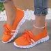 Mesh Knitted Striped Flats Shoes For Women 2024 Summer Lace Up Casual Sneakers Woman Breathable Soft Sole Loafers Plus_desvips.com