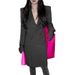 Women's clothing feather casual long-sleeved lapel suit jacket + casual slim-fit long trousers 2-piece set_desvips.com