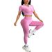 High Waisted Shockproof Push Up Sports Vest Short Sleeved Yoga Outfit Hip Lifting Fitness Pants Set_desvips.com