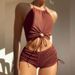 bikini2025 New European And American High Waist Strap Tie Two-Piece Swimsuit For Women Summer Boxer Sports Beach Bikini_desvips.com