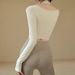 Spring Quick Drying Sports Suit Long Sleeved Tank Top With Supportive Bra Pads Faux Two Piece Fitness Outfit Yoga Wear For Running_desvips.com