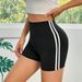 New Fashion Simple Style Sports Casual Pants Tight Color-Block Design Sense Fiess High-Waisted Shorts_desvips.com