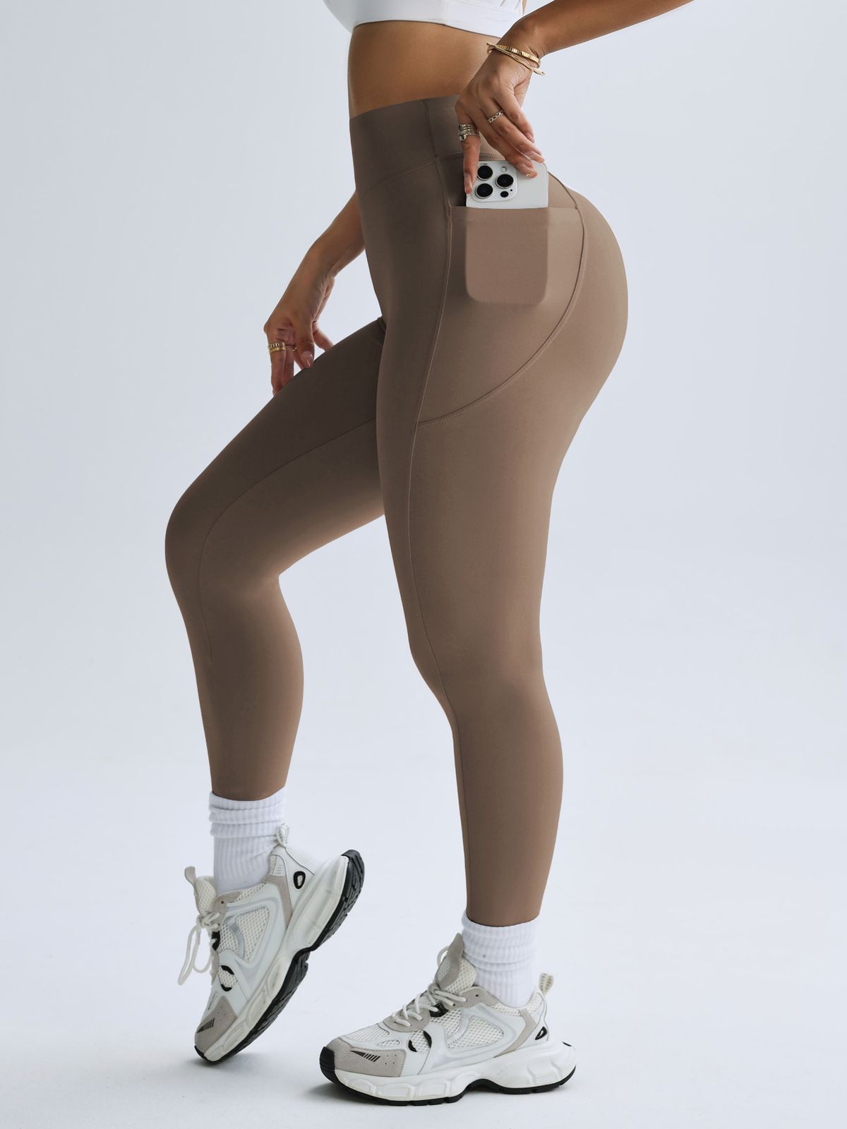 High Elasticity Women's Yoga Pants High Waisted Slimming Peach Hip Sports Fitness Pocket Fitness Pants_desvips.com
