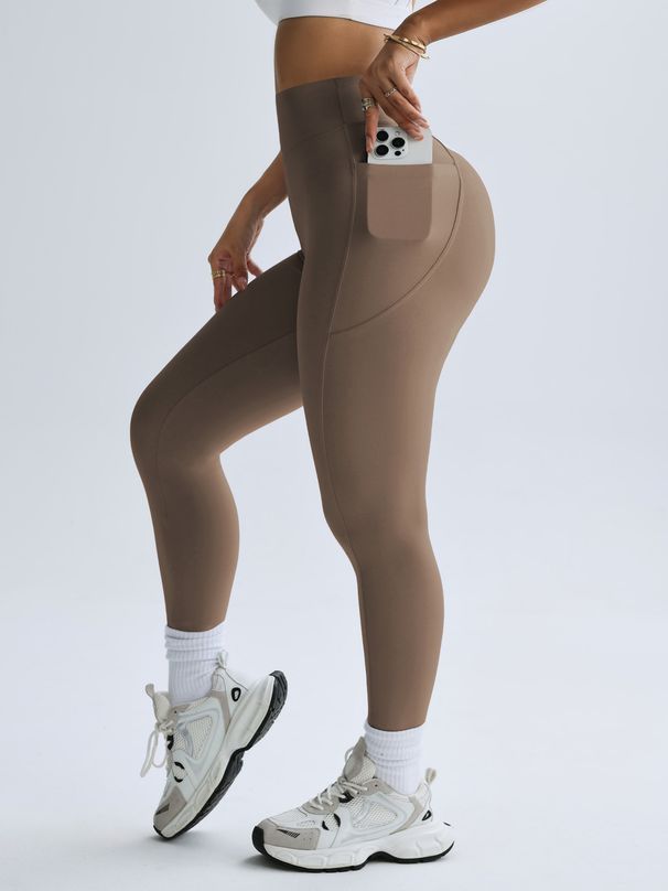 High Elasticity Women's Yoga Pants High Waisted Slimming Peach Hip Sports Fitness Pocket Fitness Pants_desvips.com