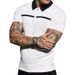 2023 New Slim Fit Colored Stand Up Collar Sports And Casual Vertical Stripe Short Sleeved Youth Men's Wear_desvips.com