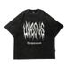 Dark Style Abstract Print Short T-Shirt For Men, Washed And Distressed, Loose Fit, Trendy Five-Quarter Sleeve, Summer_desvips.com