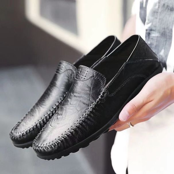 Men's Loafers Breathable Flat Casual Business Leather Driving Shoes_desvips.com