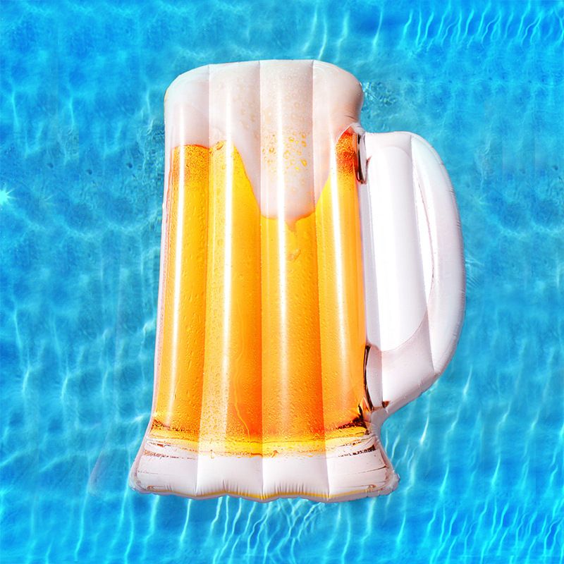 Beer Mug Pool Float - Inflatable Lounge Chair For Adults (120cm Heavy-Duty PVC Summer Party Essential Non-Slip Design)_desvips.com