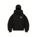 KOOSSOASIS American Trendy Brand Double Hat Bandit Design Hooded Zipper Cardigan Sweater Couple Windproof High Street Suit_desvips.com