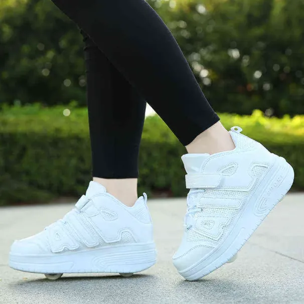 Roller Skate Sneakers Shoes with Two Wheels for Kids Boys Girls Fashion Tennis Children Boy Girl Skating Wheel Sneaker_desvips.com