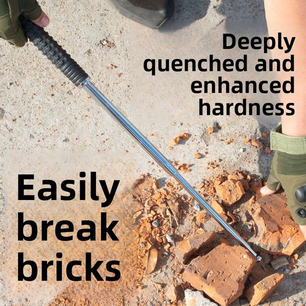 Brick Hummer Tungsten Manganese Alloy Solid Extended Car-Mounted Three-Section Window Breaker Hiking Telescopic_desvips.com