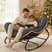 SWITTE Papasan Rocking Chair, Outdoor Wicker Egg Rocker With Cushion, Grey_desvips.com