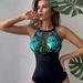 Sexy Floral Print Mesh One-piece Swimsuit For Women Bikini Swimsuit_desvips.com
