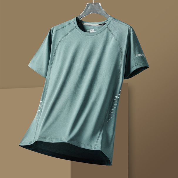 Quick-Dry Ice Silk Short Men's Cool T-Shirt Running Sports Top Dad Plus Size Man Sweat Shirt Fat Guy Half Sleeve_desvips.com