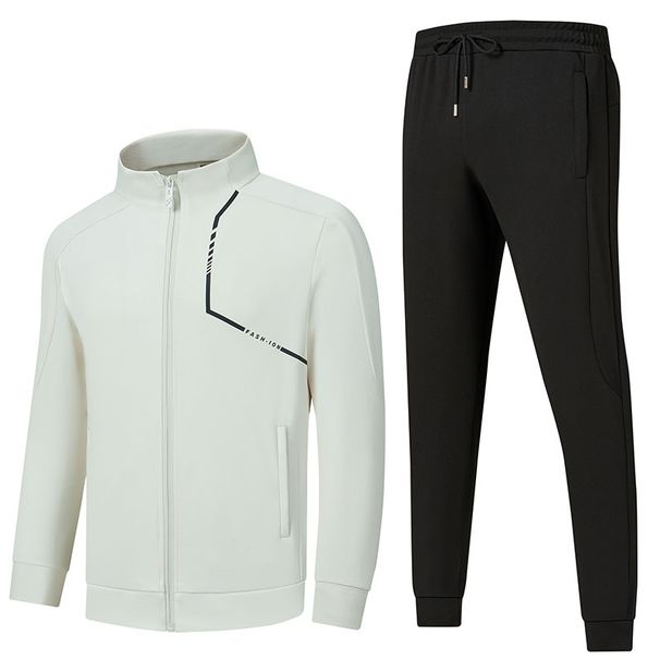 Outdoor Casual Spring Autumn Standing Collar Long Sleeve Two-piece Men's Fitness Riding Sportswear_desvips.com