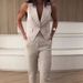 Women's new fashionable temperament simple vest suit long suit pants_desvips.com