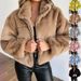 Women's Clothing autumn and winter rabbit fur zipper cardigan plush warm jacket_desvips.com