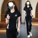 Casual Spors Sui For Women, 2026 New Summer Syle, Fashionable And Youhful, Shor-sleeved Sraigh Pans Wo-piece_desvips.com