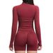Women's Tight Yoga Coat - EU US Stand Collar Zipper Long Sleeve Quick-Dry Gym Sports Top_desvips.com