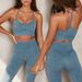 PeakGo In Stock 2023 Autumn Winter New Sand Washed Seamless Yoga Women's Long Sleeve Sports Fitness Suit Five-Piece Set_desvips.com