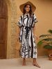 Cross-Border Beach Cover-Up Quick-Dry Printed Long Robe Seaside Vacation Bikini Swimsuit Sun Protection Shirt_desvips.com